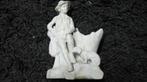 Antiek biscuit beeldje man met hondje, Ophalen of Verzenden, Zo goed als nieuw, Mens