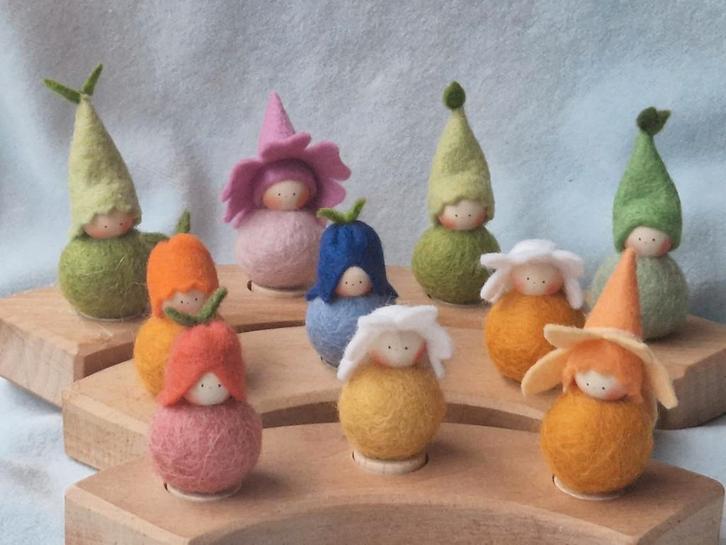 Jaarring vilt steker bloemenkind Vrije School Seizoenstafel, Hobby en Vrije tijd, Vilt, Nieuw, Figuurtje(s), Wolvilt, Verzenden