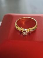 Gouden solitair ring met een briljant geslepen diamant., Ophalen, Nieuw, 17 tot 18, Met edelsteen