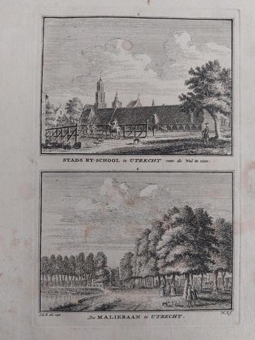 7-8 / Stads Ry-school en Maliebaan  Utrecht Kopergravure beschikbaar voor biedingen