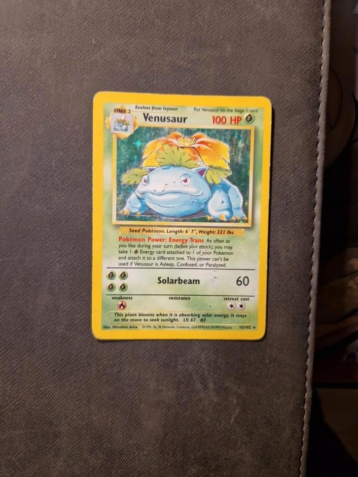 Venusaur 15/102 Holo Base Set 1999 Wizards of the coast, Hobby en Vrije tijd, Verzamelkaartspellen | Pokémon, Gebruikt, Losse kaart