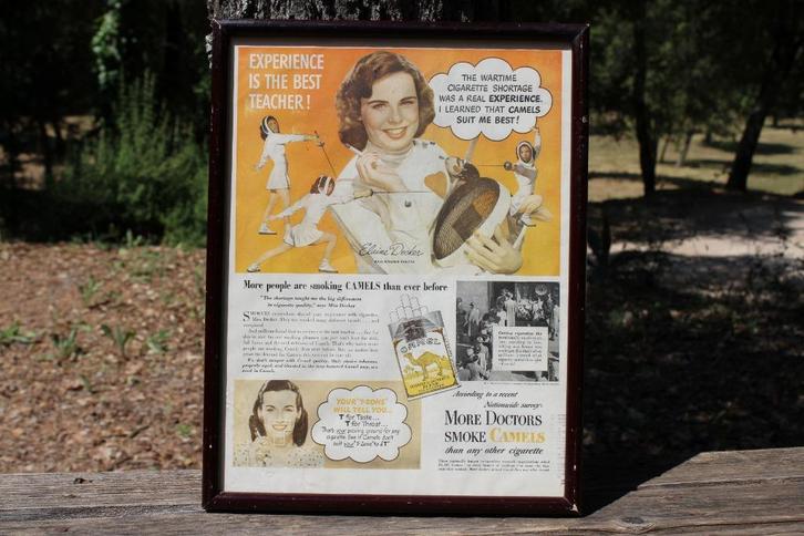 Brocante - Reclame-prent voor CAMEL, 1947!, Verzamelen, Merken en Reclamevoorwerpen, Gebruikt, Reclamebord, Ophalen of Verzenden