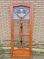 210hx82,8br Mooie binnendeur met glas in lood, Antiek en Kunst, Ophalen