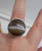 zilveren Engelse ring met streep agaat maat 17 nr.1463, Verzenden, Zilver, Ring