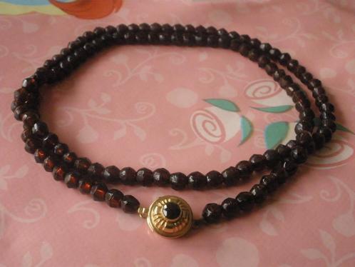 Zeeuwse Ketting met Gouden Slot en Granaat Leesener, Sieraden, Tassen en Uiterlijk, Antieke sieraden, Ketting, Goud, Met edelsteen