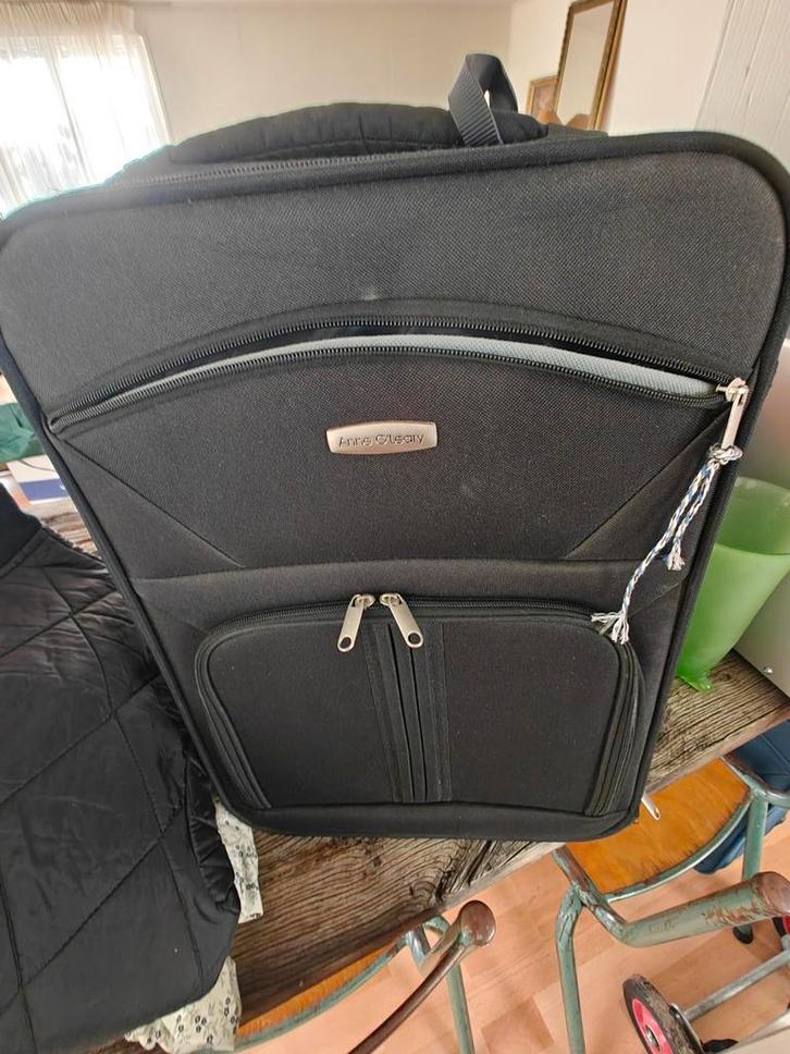 Zwarte rolkoffer - Anne Gregory, Sieraden, Tassen en Uiterlijk, Koffers, Gebruikt, Zacht kunststof, 50 tot 60 cm, 35 tot 45 cm