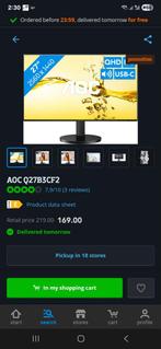 AOC Q27B3CF2 - 27" QHD Monitor - Nieuwstaat!, Computers en Software, Monitoren, Gaming, HDMI, IPS, Ophalen of Verzenden