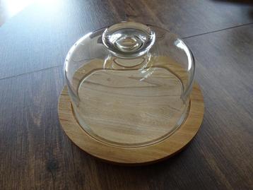 Kaas(hapjes)stolp, glas/hout, nieuw beschikbaar voor biedingen