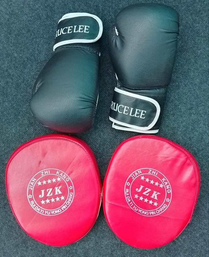 Bokshandschoenen + stootkussens set • Bruce Lee & JZK, Sport en Fitness, Vechtsporten en Zelfverdediging, Zo goed als nieuw, Overige