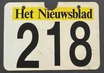 Wielrennen fietsnummer HET NIEUWSBLAD no. 218, Ophalen of Verzenden