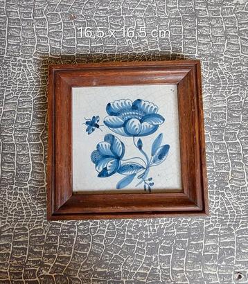 Antiek tegeltje met lijst beschikbaar voor biedingen