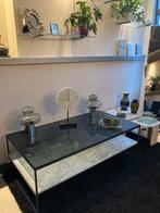 Vintage marmeren salontafel met rookglas, jaren ‘80, Ophalen, Gebruikt, 100 tot 150 cm, Glas