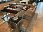 Lederen bankstel, eettafel + stoelen, dressoir, TV meubel, 250 tot 300 cm, Gebruikt, Ophalen of Verzenden, Rechte bank