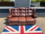 Springvale Chesterfield bank bruin GRATIS BEZORGD, Gebruikt, 125 cm of meer, Leer, Ophalen of Verzenden