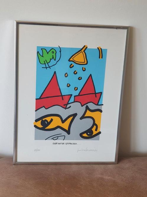 Zeefdruk Peter Louman  (1940 - 2010) over water gesproken, Antiek en Kunst, Kunst | Litho's en Zeefdrukken, Ophalen