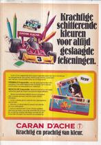 Retro reclame 1977 Caran D'Ache kleurpotloden raceauto, Overige typen, Ophalen of Verzenden