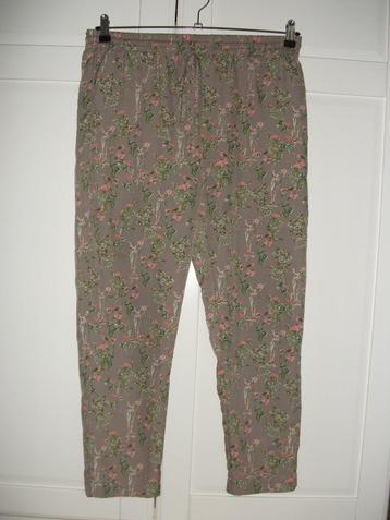 Amichi grijze bloemetjes loose fit jogger zomer broek,maat S beschikbaar voor biedingen