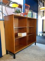 boekenkast hout schappen open kast teak 60s, Ophalen, Met plank(en), Gebruikt, 100 tot 150 cm