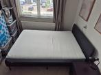 NIEUW Slattum gestoffeerd bed & matras ikea 140x200, Ophalen, Zwart, 140 cm, 200 cm