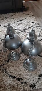 Twee industriële hanglampen, Huis en Inrichting, Ophalen, Gebruikt, Metaal, Minder dan 50 cm