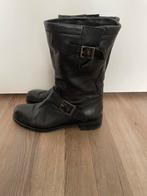 Zwarte leren laarsjes met riempjes van Nalini maat 37,5, Nalini, Zwart, Lage of Enkellaarzen, Ophalen of Verzenden