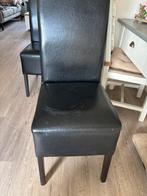 Vier zwarte stoelen, Huis en Inrichting, Gebruikt, Zwart, Leer, Ophalen of Verzenden