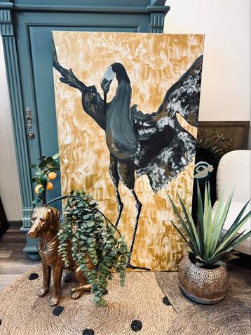 Paneel lijst doek kunst vogel groot xxl goud schilderij beschikbaar voor biedingen
