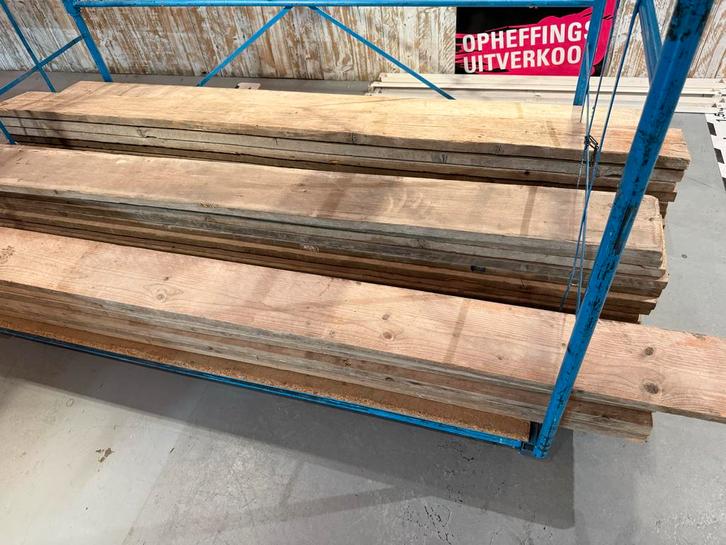 Steigerhouten Planken - 232cm lang 5,00 p.st., Doe-het-zelf en Verbouw, Hout en Planken, Gebruikt, Plank, Steigerhout, 200 tot 250 cm