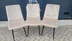Lina® Elisia - Beige Velvet Eetkamerstoelen - Set van 3, Mevsim Store, Overige kleuren, Drie, Ophalen of Verzenden