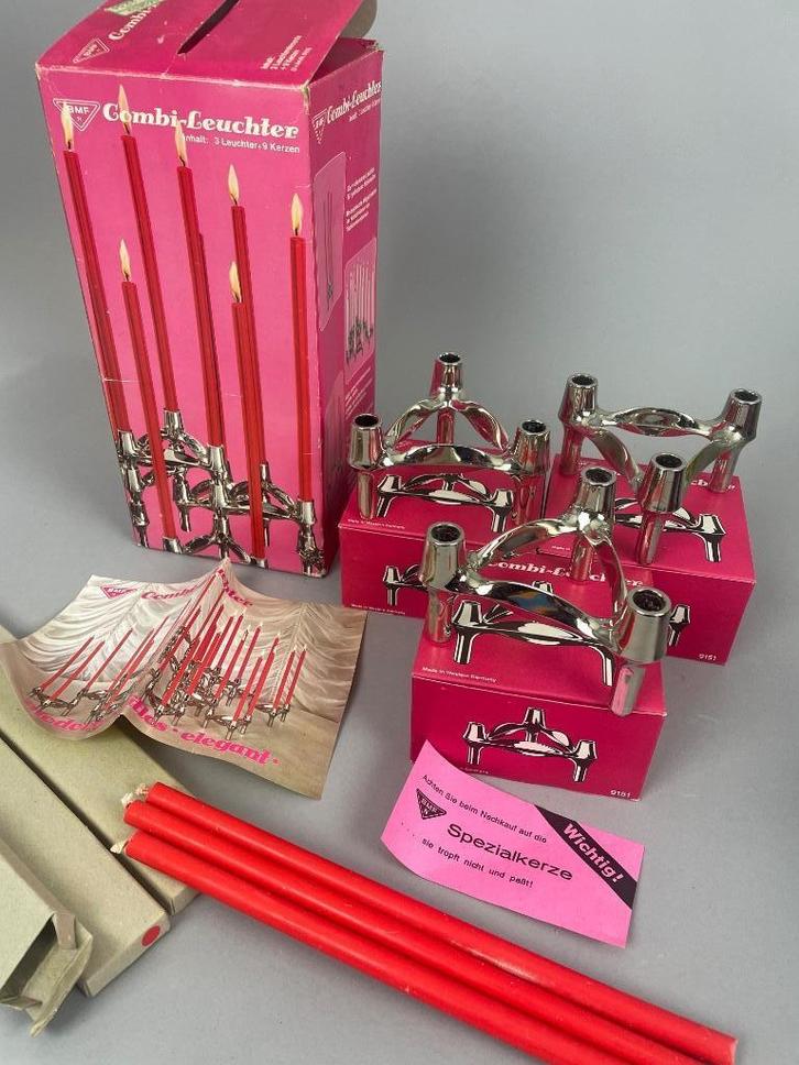 BMF Combileuchter Geschenkdoos 3 kandelaars 9 kaarsen, Huis en Inrichting, Woonaccessoires | Kandelaars en Kaarsen, Zo goed als nieuw