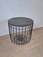 Ronde bijzettafel nachtkastje 34 cm diameter zwart metaal, Minder dan 45 cm, Minder dan 55 cm, Gebruikt, Metaal of Aluminium