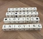 Houten letterblokken wit zwart, Ophalen of Verzenden, Zo goed als nieuw