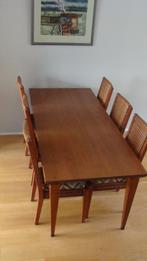 eettafel met stoelen, Huis en Inrichting, Tafels | Eettafels, Ophalen, Gebruikt, Teakhout, 50 tot 100 cm
