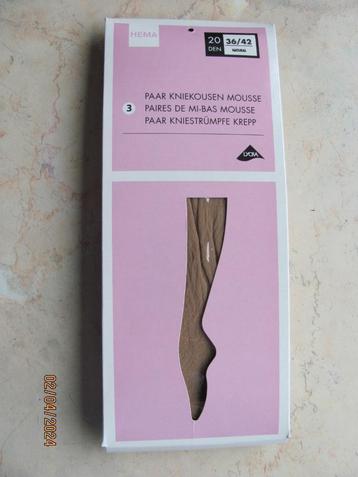 NIEUW 3 paar HEMA 20 denier panty KNIEKOUSEN 36/42 naturel beschikbaar voor biedingen