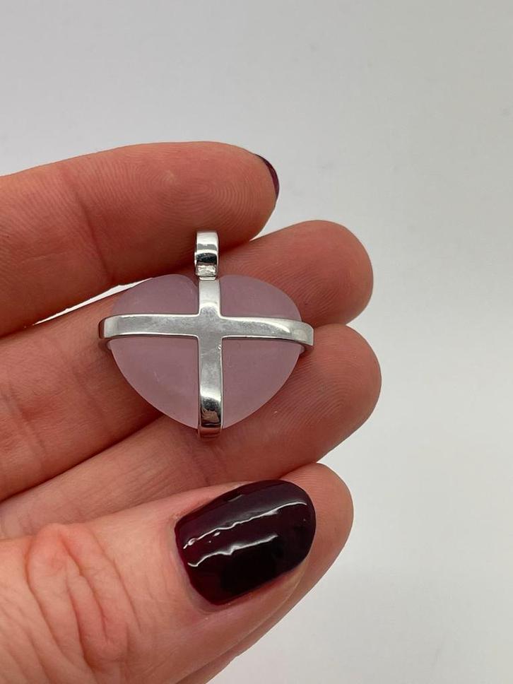 B62 Prachtige zilveren Esprit hanger roze hart, Sieraden, Tassen en Uiterlijk, Kettinghangers, Zilver, Zilver, Hart, Ophalen of Verzenden