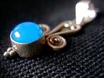 Zilveren 925 zilver kettinghanger mooi blauwe chalcedoon, Overige voorstellingen, Nieuw, Met edelsteen, Zilver
