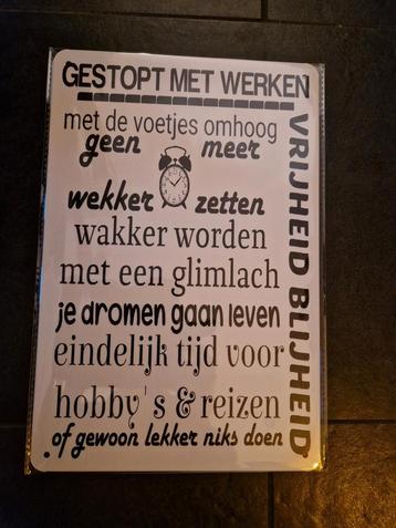 Metalen Wandbord - Gestopt met werken beschikbaar voor biedingen