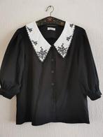 Vintage blouse met geborduurde kraag M, Kleding | Dames, Blouses en Tunieken, Maat 38/40 (M), Zo goed als nieuw, Zwart, Verzenden