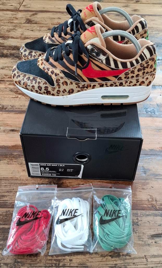 Nike Air Max 1 DLX Atmos Animal 2.0 - Maat 42, Kleding | Heren, Schoenen, Zo goed als nieuw, Sneakers of Gympen, Bruin, Ophalen of Verzenden