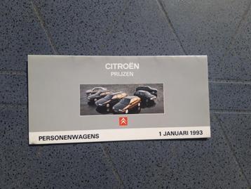  folder Citroën prijzen personenwagens 1993 beschikbaar voor biedingen
