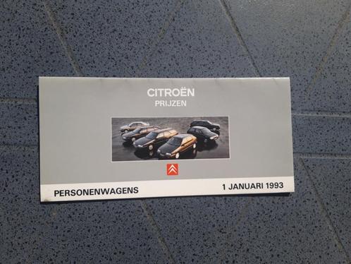 folder Citroën prijzen personenwagens 1993, Boeken, Auto's | Folders en Tijdschriften, Zo goed als nieuw, Citroën, Ophalen of Verzenden