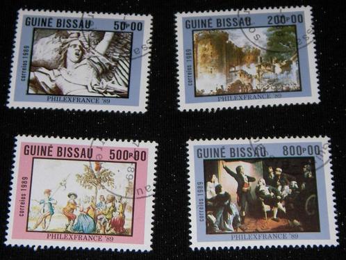 Postzegels Guiné Bissau Franse Revolutie 1989, Postzegels en Munten, Postzegels | Afrika, Gestempeld, Guinee, Ophalen of Verzenden