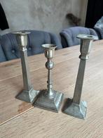 3 kandelaren van (zilver)tin, Ophalen, Zilver