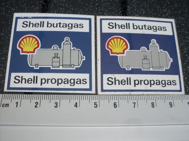 2x sticker shell butagas propagas logo klein, Verzamelen, Stickers, Zo goed als nieuw, Merk, Verzenden
