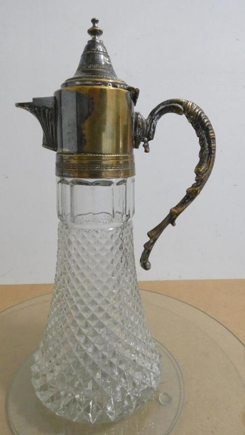 Leonard Italië kristal en verzilverde wijn/water kan [1362], Antiek en Kunst, Antiek | Glas en Kristal, Ophalen