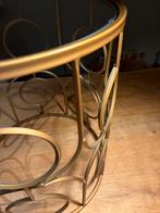 Bijzettafeltje glas brons /metaal, Huis en Inrichting, Barkrukken, 1 kruk, Ophalen of Verzenden, Zo goed als nieuw, 60 tot 90 cm