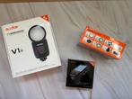Godox V1 Flitser + AK-R1 Kit + TTL Trigger - Complete Set, Ophalen of Verzenden, Zo goed als nieuw, Overige merken, Kantelbaar