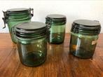 Oude franse groene weckpotten - ideal 4 stuks, Antiek en Kunst, Curiosa en Brocante, Ophalen of Verzenden