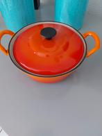 Fijne gietijzeren oranje pan, Ophalen of Verzenden, Gebruikt, Gietijzer, Koekenpan of Braadpan