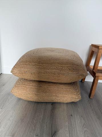Sfeervolle Rieten zitkussens – 2 stuks – 60x60 cm beschikbaar voor biedingen